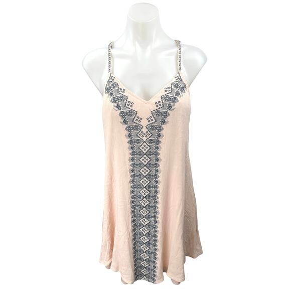 Alya Pink Sleeveless V-Neck Racerback Cami Camisole Mini Slip Tank Dress Size L - Picture 1 of 4